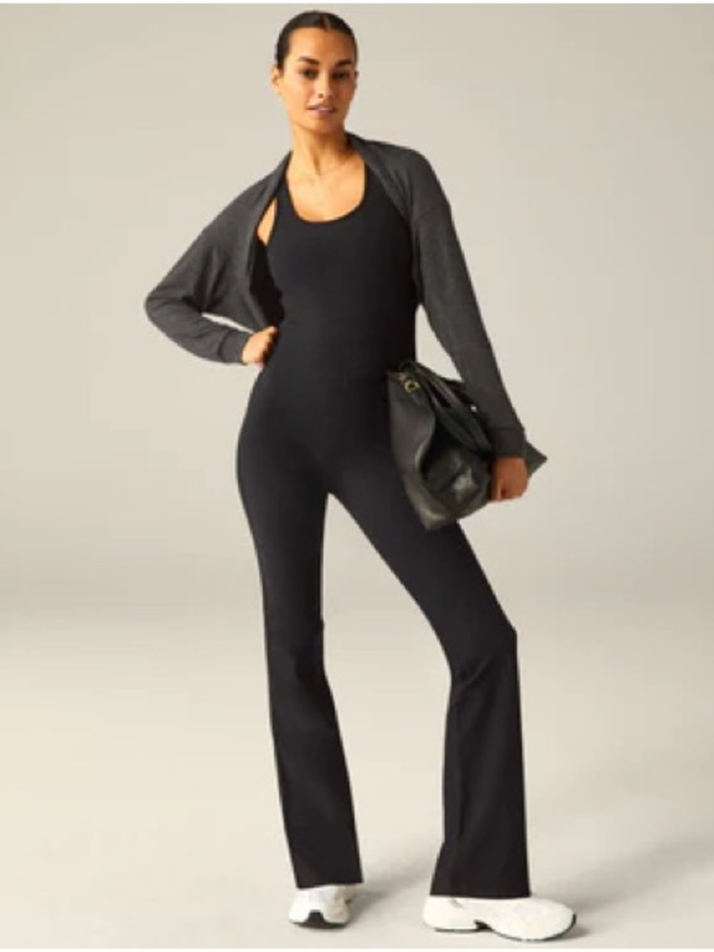 Beyond Yoga Black Scoop-Neck Flare Jumpsuit
